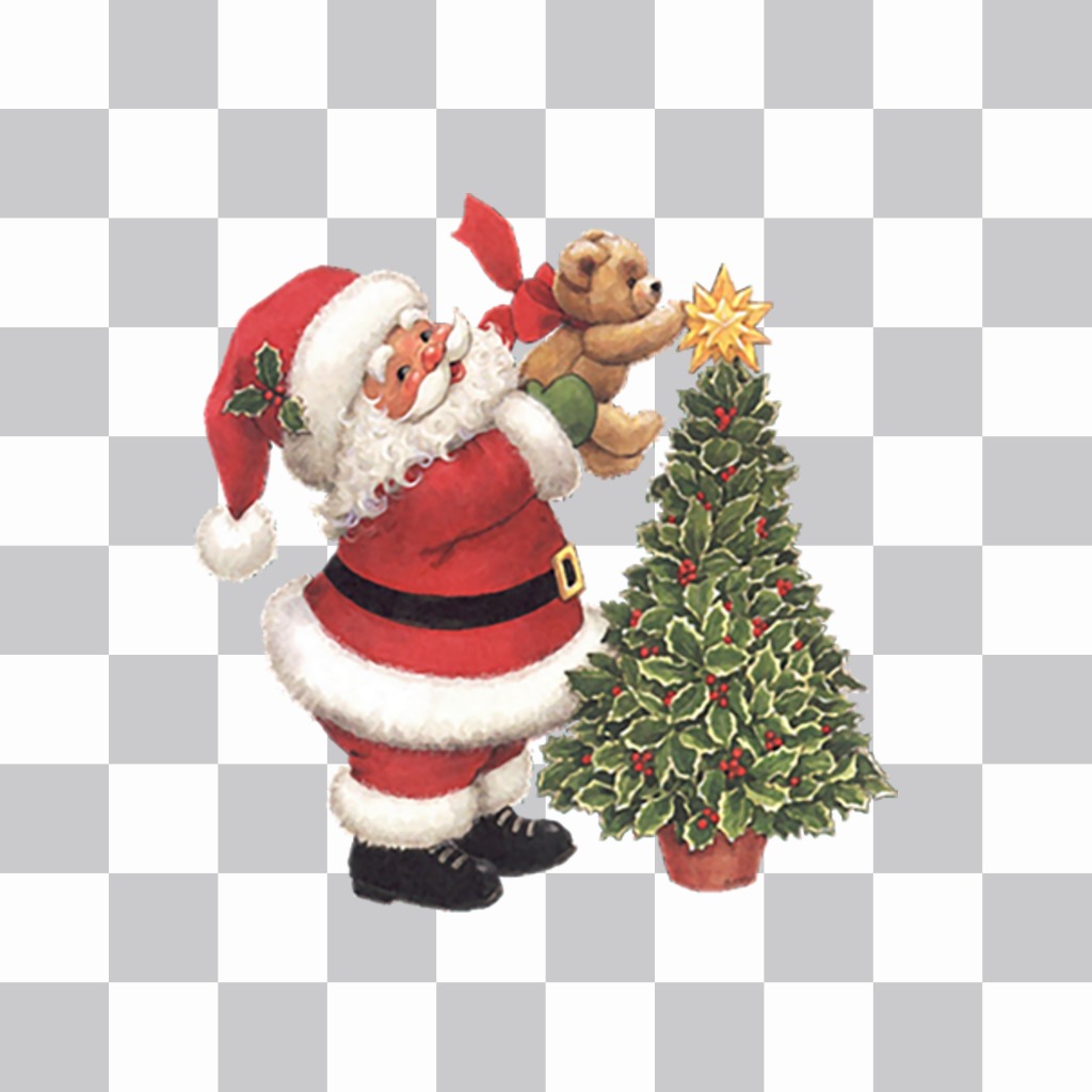 Sticker di Babbo Natale con un albero di Natale per le vostre foto ..