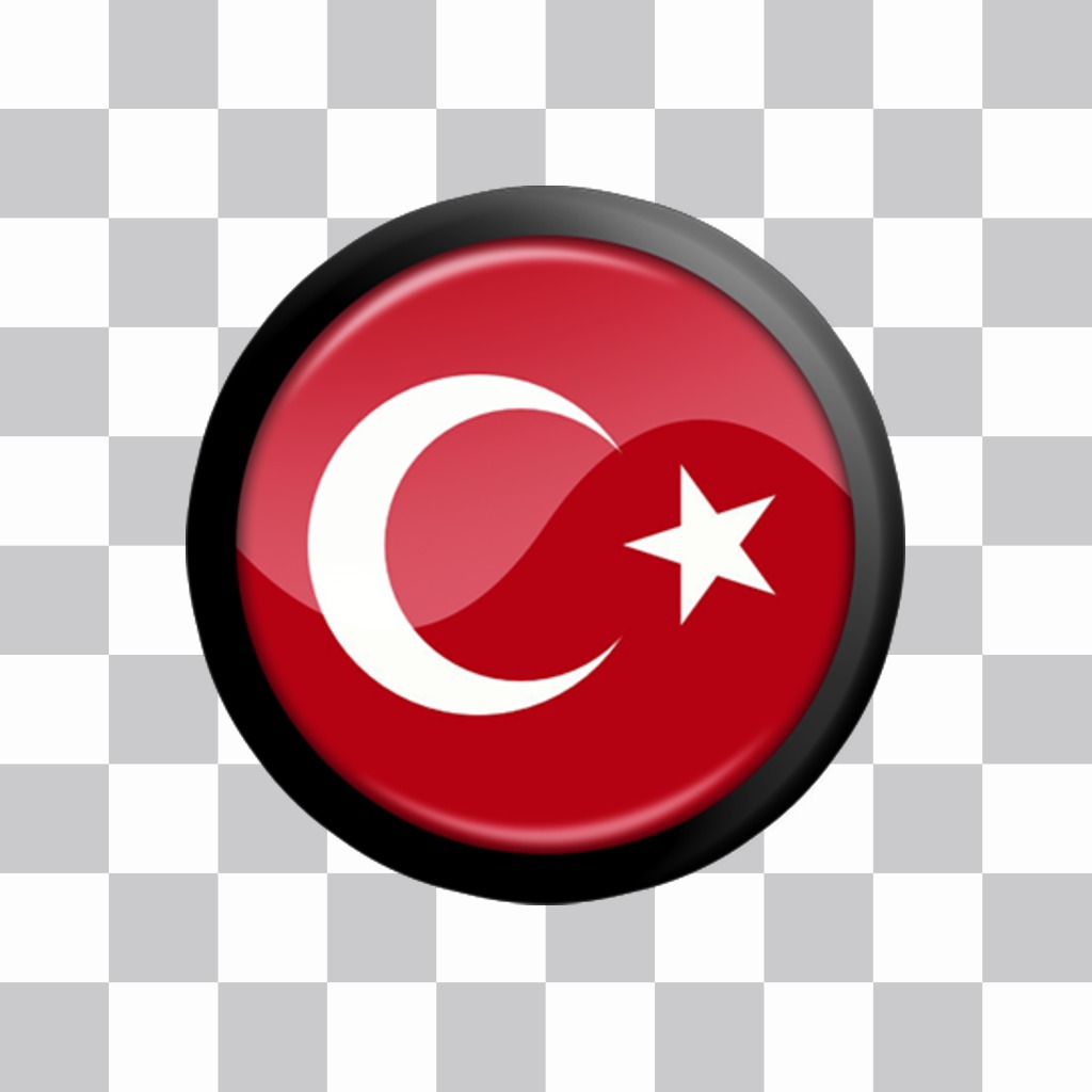 Sticker di un pulsante con la bandiera della Turchia per le vostre foto ..