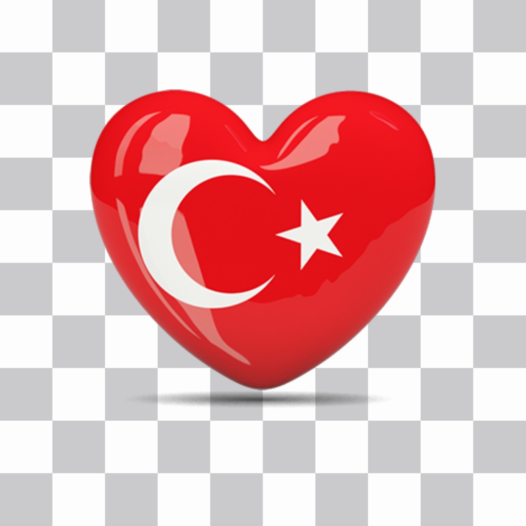 Sticker di un cuore con la bandiera della Turchia per leffetto foto ..