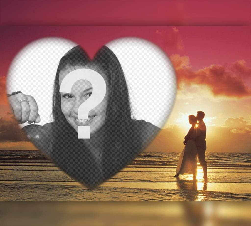 effetto romantico di caricare la tua foto con una coppia in un tramonto ..