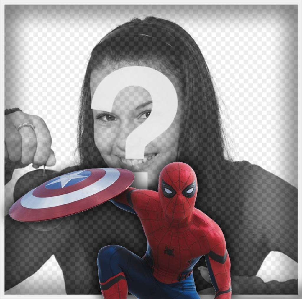 Spider Man con lo scudo di Capitan America per mettere la tua foto effetto ..