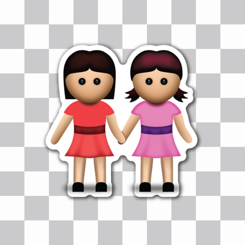 emoji in linea per le tue foto di due ragazze che tengono le mani ..
