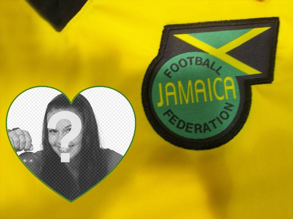 Effetto fotografico con la maglia da calcio e lo scudo della Giamaica ..