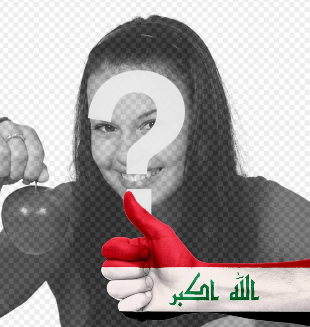 effetto Foto di aggiungere nelle foto una mano con la bandiera dellIraq ..