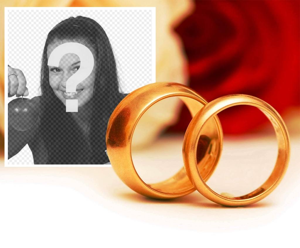 effetto romantico di impegno con due anelli doro per aggiungere una foto ..