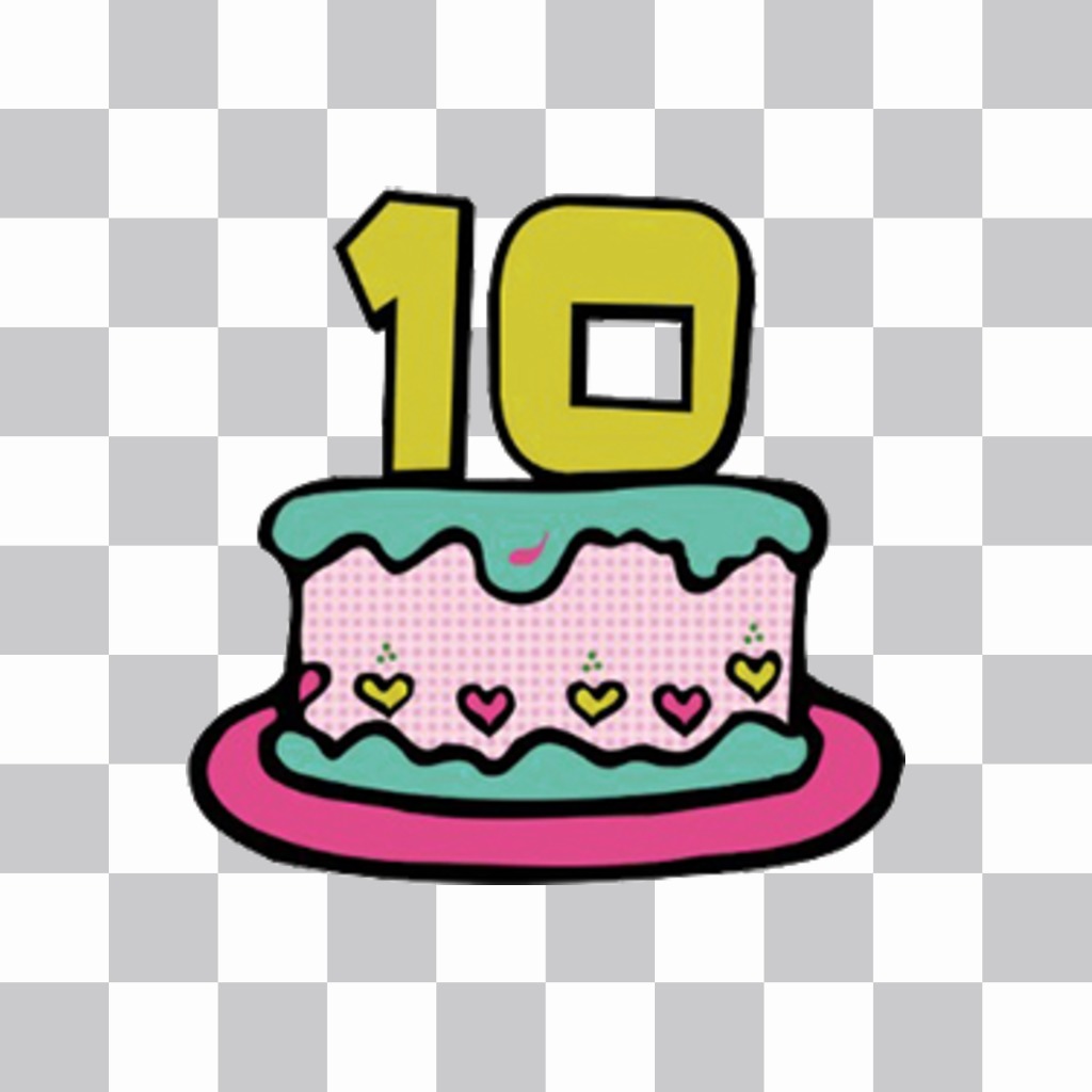 Sticker di una torta con il numero 10 per decorare le vostre foto per ..