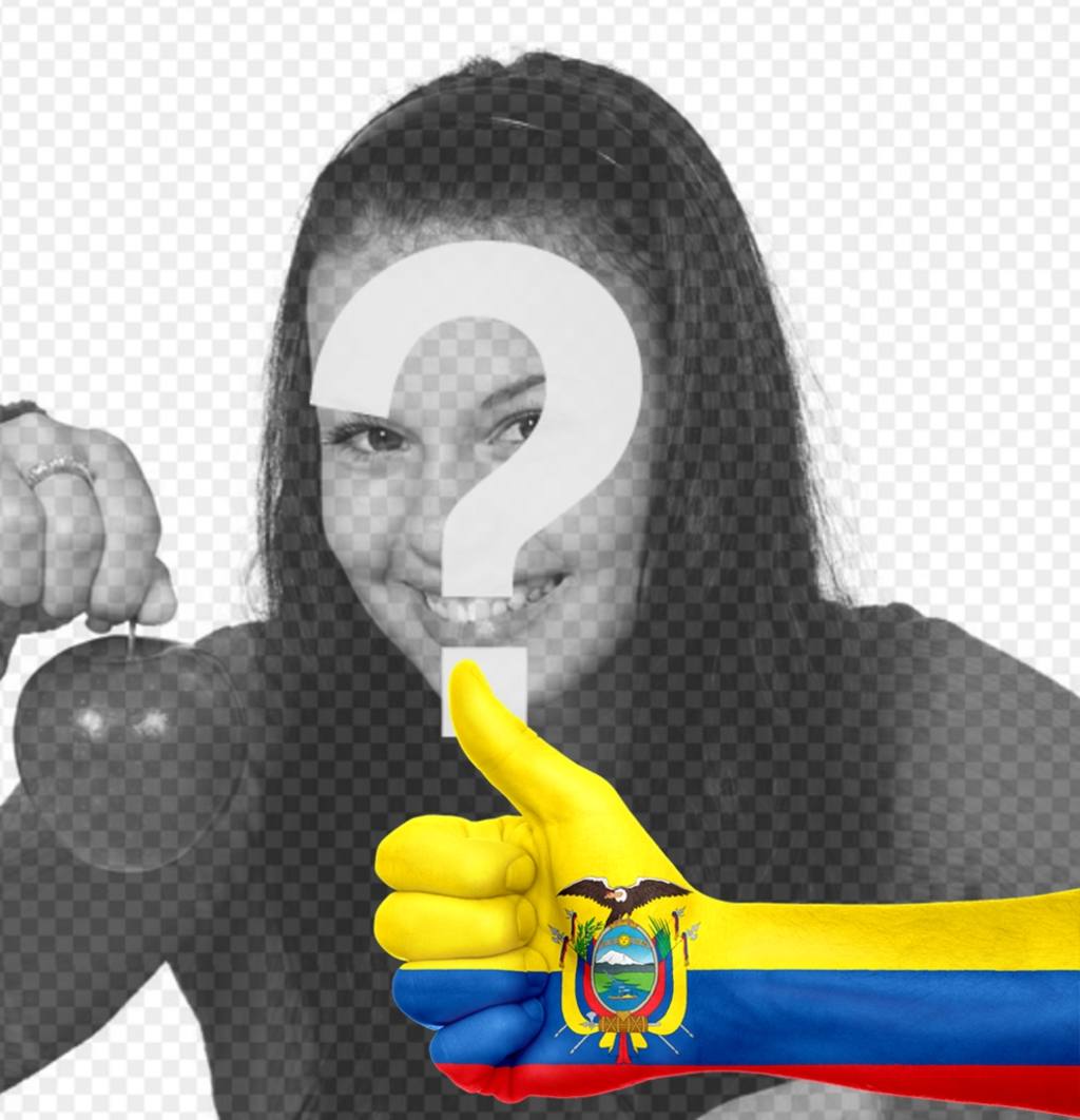Aggiungere una mano con la bandiera dellEcuador dipinta nelle foto ..