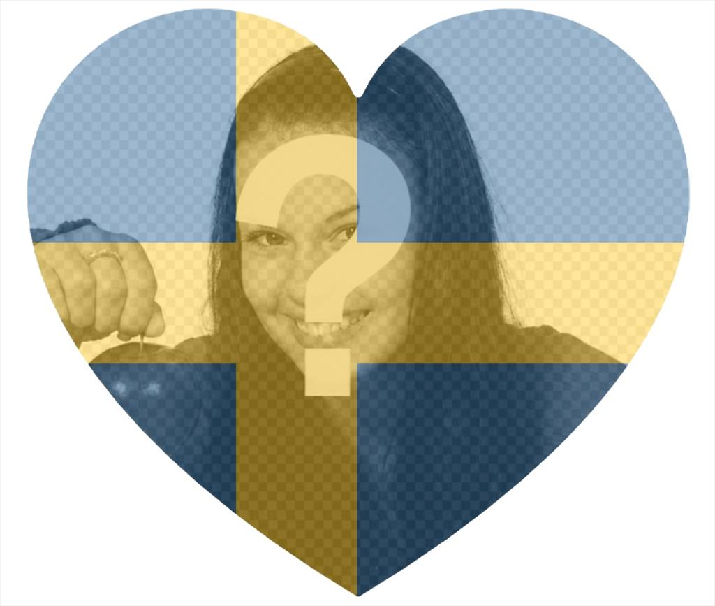 Svezia bandiera a forma di cuore come un filtro per aggiungere alle foto ..