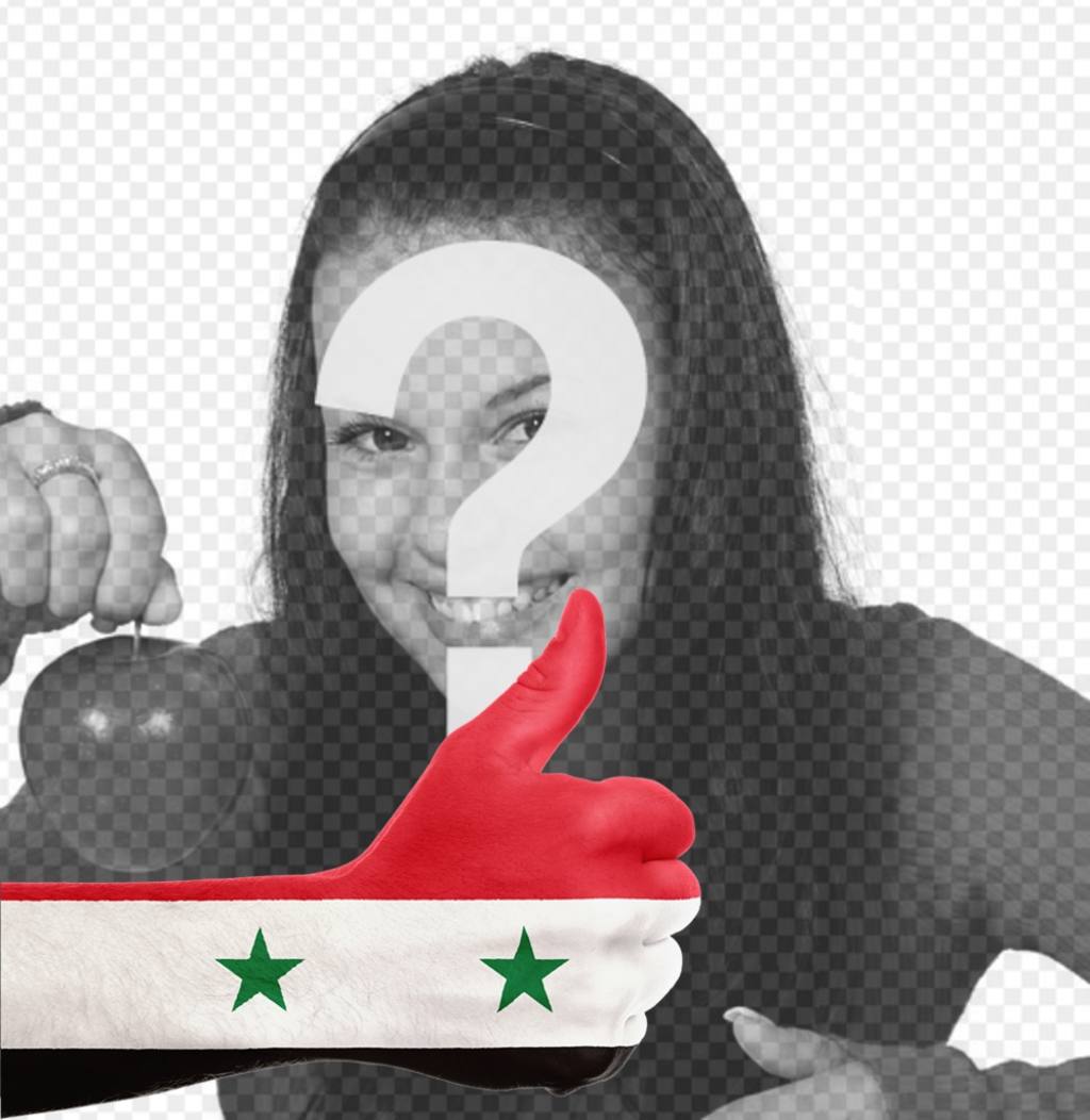 Mano con la Siria bandiera per aggiungere la fotografico online ..