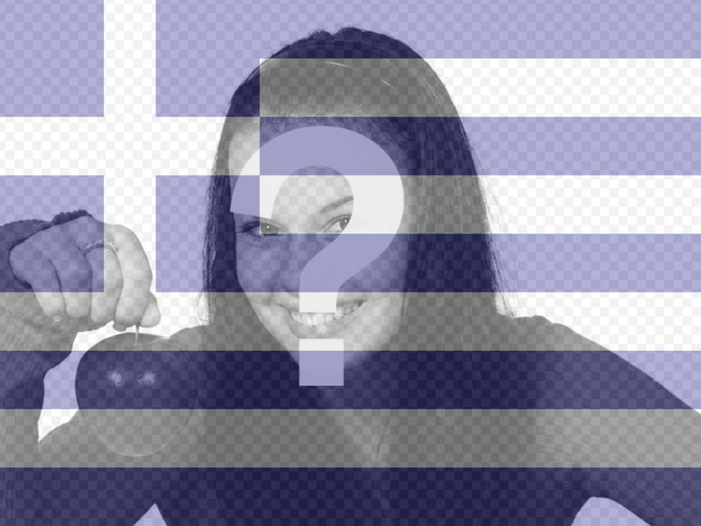 Fotomontaggi creatore della bandiera Grecia con una foto si..