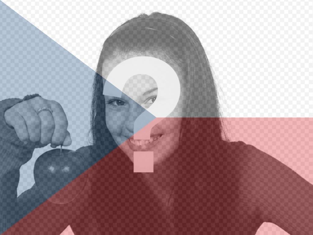 Fotomontaggio di dipingere un volto o un'immagine in materia di trasparenza con la bandiera della Repubblica Ceca, basta caricare l'immagine, modificarli online ed è possibile salvare o inviare ai tuoi amici via..