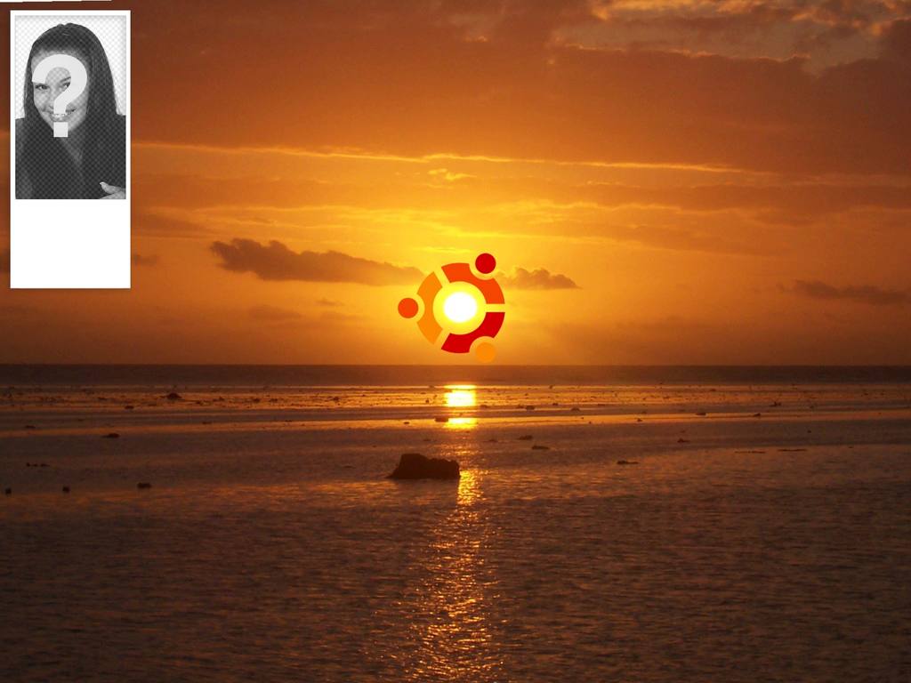 Sfondo Twitter con un tramonto e il simbolo di Ubuntu..