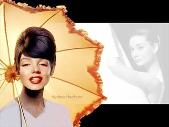 Fotomontaggio di Audrey Hepburn in una famosa immagine di lui.