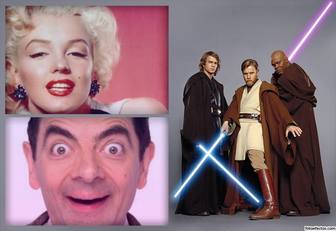 effetto foto di tre personaggi di star wars per due foto