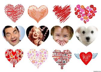 collage modificabile il cuore per decorare quattro foto