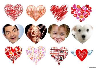 collage modificabile il cuore per decorare quattro foto