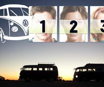 furgoni collage viaggio tre cornici furgone bianco moda