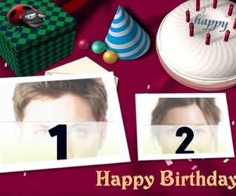 coppia di carte di compleanno messo due delle tue foto torta e regali