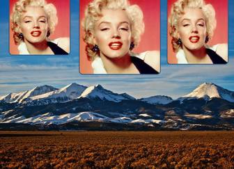Collage per 3 foto con uno sfondo di cime innevate