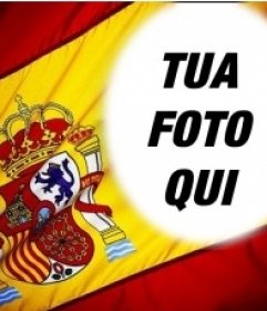 Fotomontaggio di mettere la tua foto sullo sfondo della bandiera della Spagna