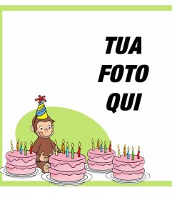 Carta di compleanno modificabile con Curious George per la vostra foto -  Fotoeffetti