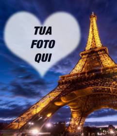 Fotomontaggio Di Parigi Con La Torre Eiffel Illuminata E Un Cuore Semitrasparente Fotoeffetti