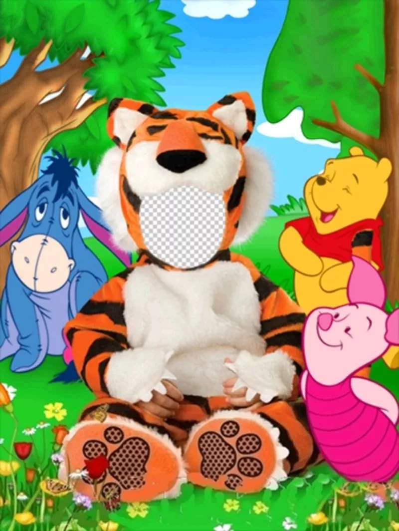 costume da tigre virtuale per i bambini che possono essere modificati con la tua foto ..
