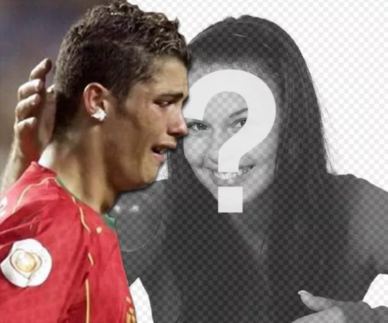 Fare un collage delle vostre foto con l'immagine di Cristiano Ronaldo piangere. Se ti piace il calcio, approfittare di questo quadro..