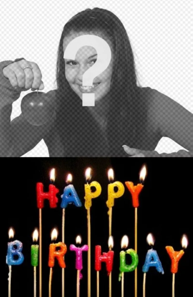 Modello per creare un biglietto personalizzato compleanno con la tua foto, è possibile caricare di aggiungere queste candele accese con i colori del testo Buon Compleanno. La tua foto verrà visualizzata sullo..