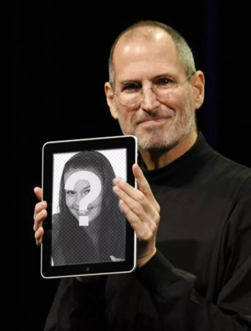 Fotomontaggio con i caratteri popolari. in questo montaggio, Steve Jobs, CEO di Apple, mette in mostra le tue foto in un..