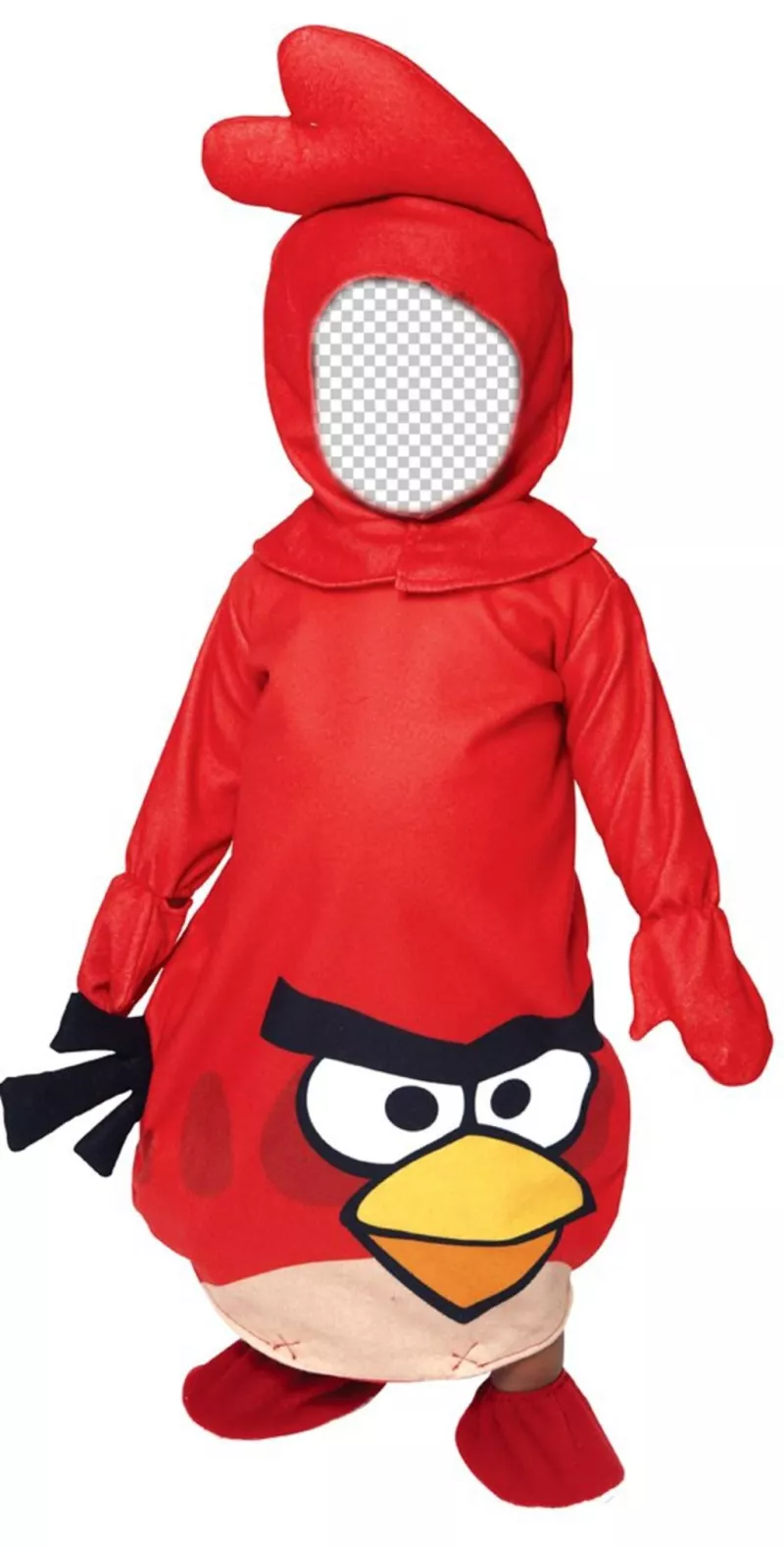 Creare un fotomontaggio divertente di un costume Angry Bird per dare un volto ..