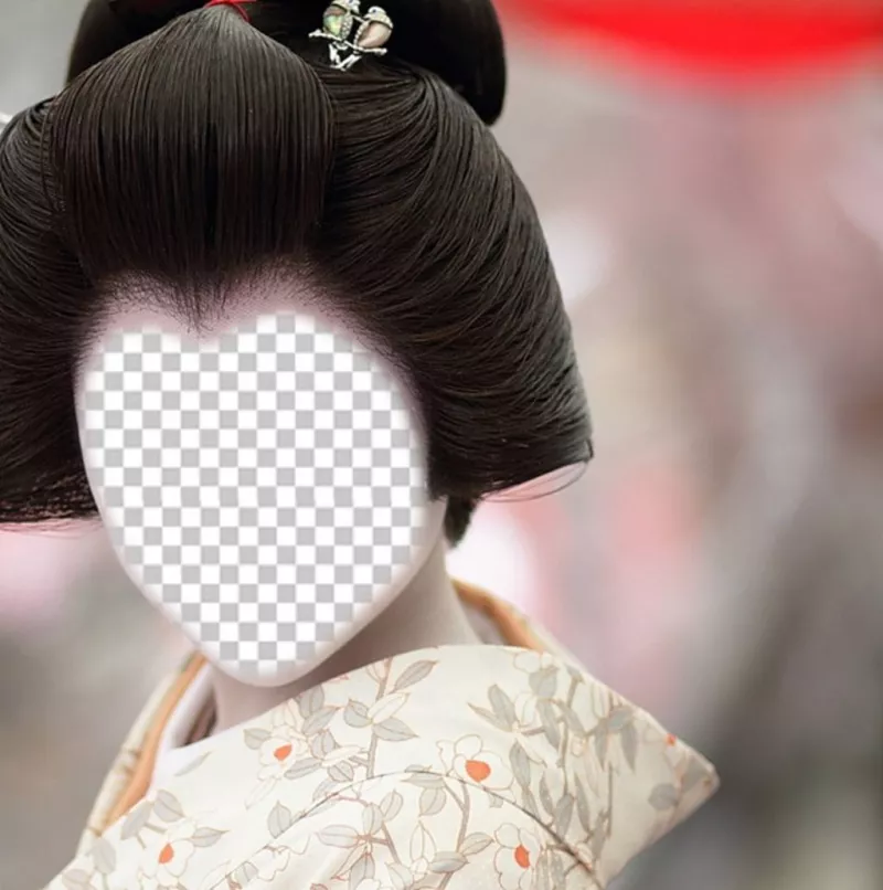 Fotomontaggio di Geisha giapponese per aggiungere il tuo volto in linea ..