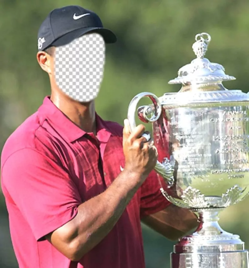 Modello di Tiger Woods alzando un bicchiere per modificare e mettere un ..