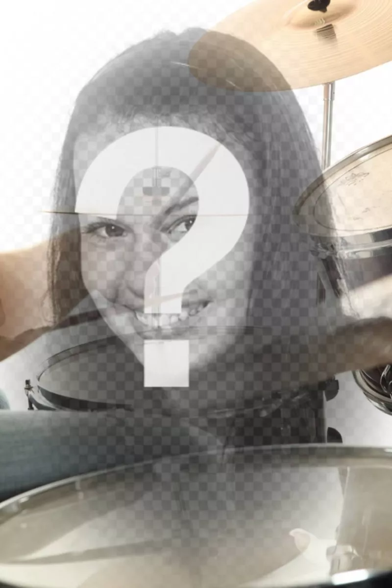 Collage con una foto semi-trasparente batteria musica che si fonde con la tua..