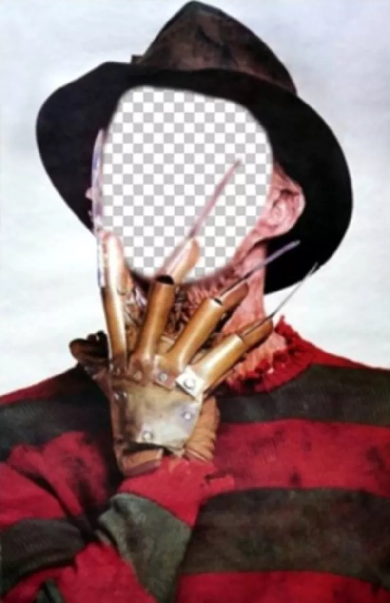 Fotomontaggio di Freddy Krueger con i suoi artigli in faccia ..