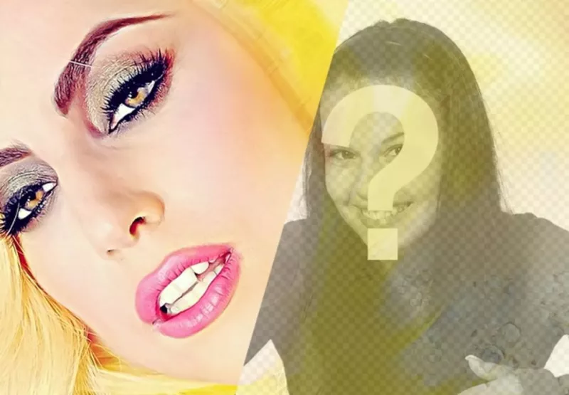 Fotomontaggio con Lady Gaga e una foto di te con i colori giallo da personalizzare con una frase e un filtro..