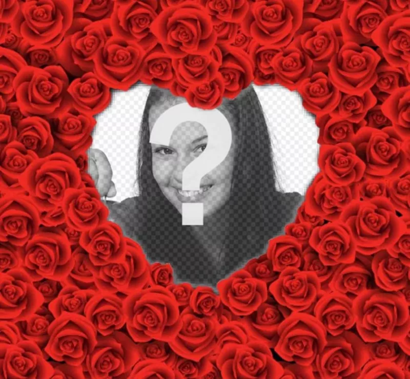 Photo frame a forma di cuore pieno di rose rosse per le vostre romantiche foto..