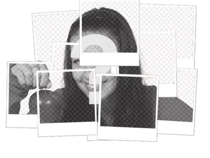 Foto Polaroid in bianco e mosaico, effetto mosaico con immagini..