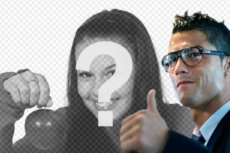 Fotomontaggio in cui si può mettere nella foto Cristiano Ronaldo facendo il segno..