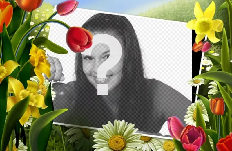 Photo frame con disegni di fiori e piante primaverili. ..