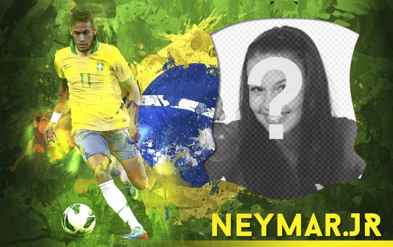 Fotomontaggio con Neymar Jr. attaccante brasiliano Nazionale di calcio. ..