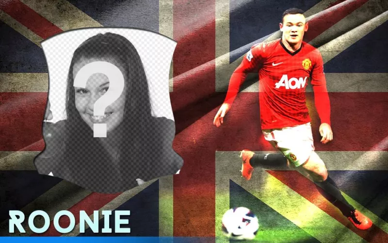 Fotomontaggio con Wayne Rooney, l'attaccante della squadra inglese. ..