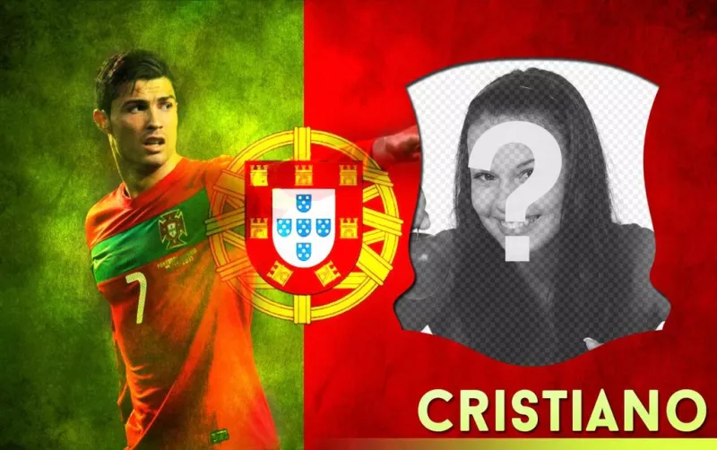 Fotomontaggio di Cristiano Ronaldo, la selezione attaccante del Portogallo con la tua foto. ..