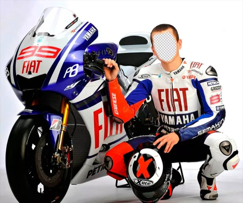 Fotomontaggio di Jorge Lorenzo, famoso pilota della MotoGP lo spagnolo. ..