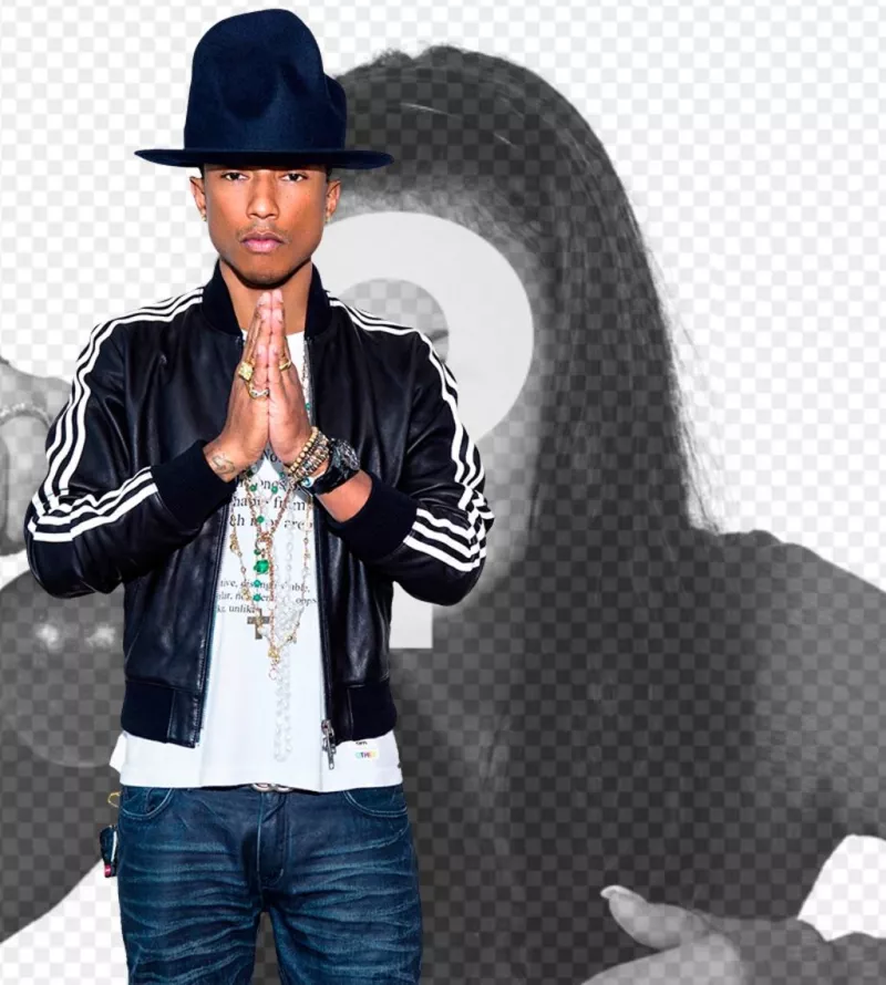 Montare con la cantante di "Happy", Pharrell Williams. ..