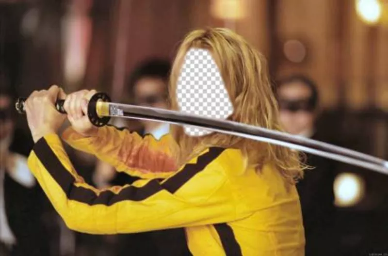 Fotomontaggio di mettere la tua faccia sul attrice Uma Thurman in Kill Bill ..