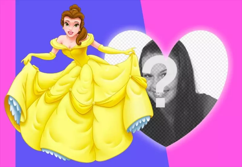 Composizione con la principessa Bella vestita di gala accanto alla tua immagine. ..
