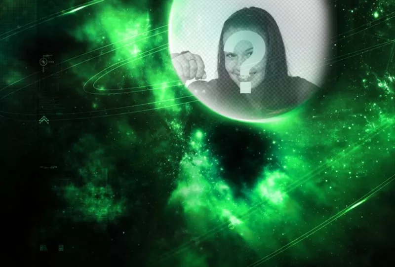 Fotomontaggio con un pianeta verde ..