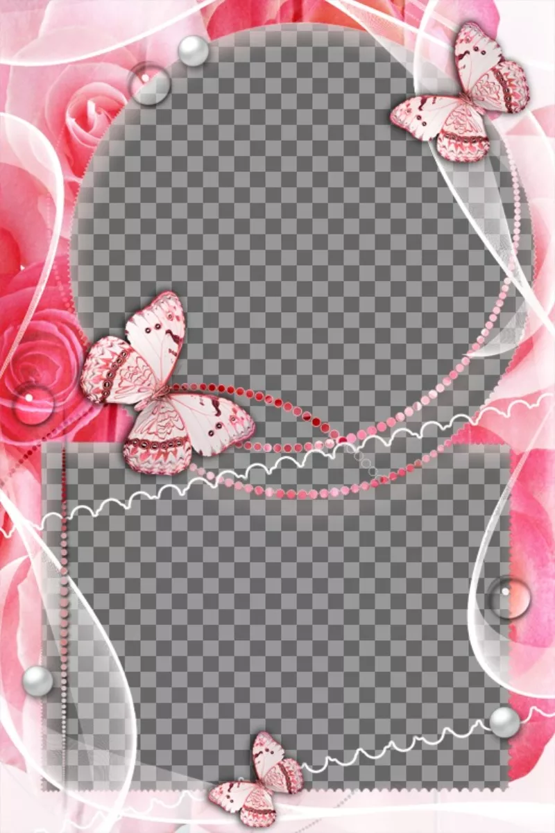 Frame per due foto damore con decorazioni di rose e..