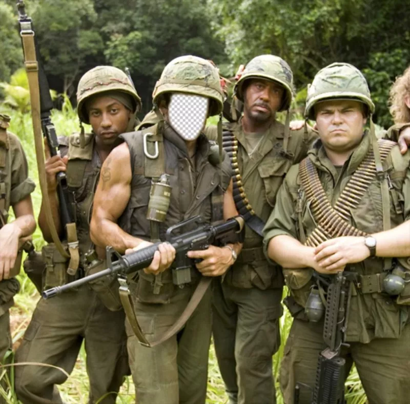 Fotomontaggio di mettere la tua faccia sul protagonista di Tropic Thunder ..